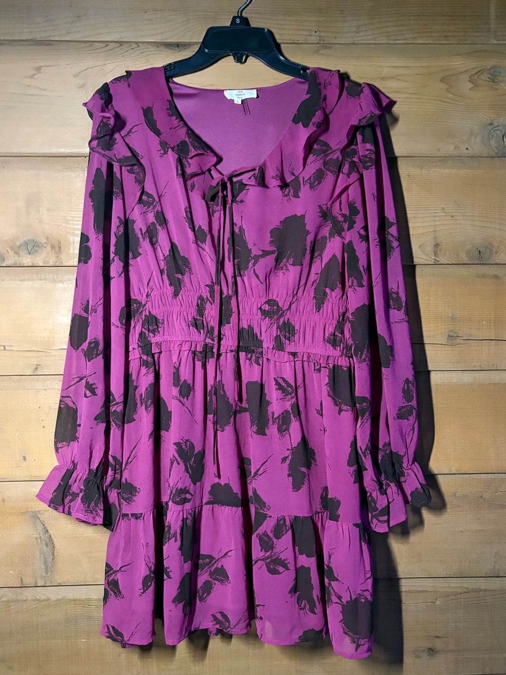 entro Magenta Floral Mini Dress- Size Large - Picture 3 of 9